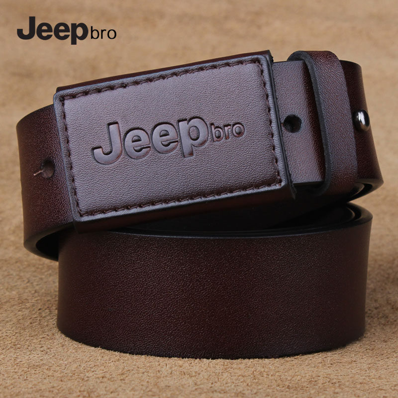 jeep防过敏皮带男真皮大码平滑扣无金属抗过敏腰带加长胖裤带15