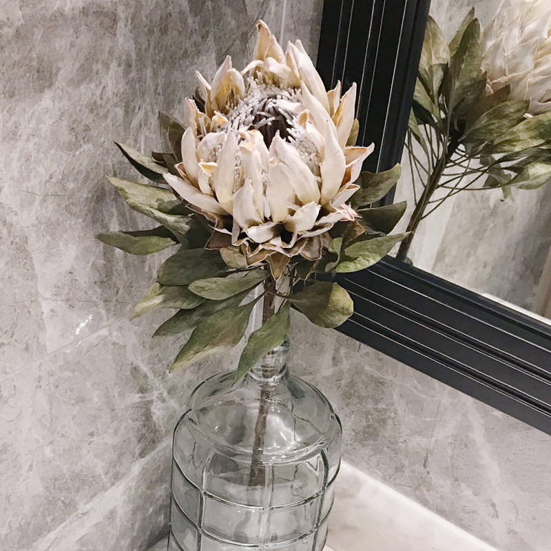 轻奢高端干花真花帝王花送配叶