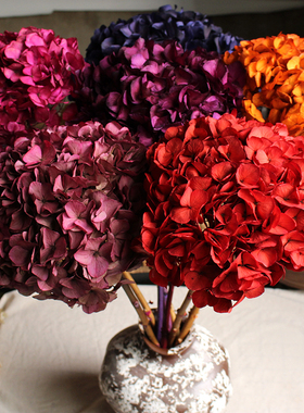 红色绿色绣球花永生花束家居装饰插花手工DIY材料包花艺软装摆件