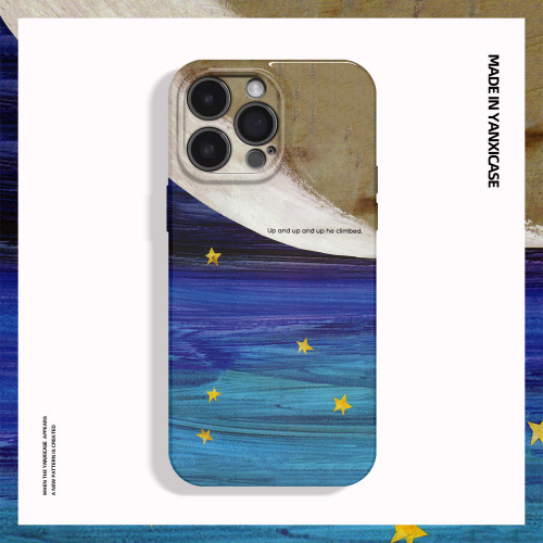 复古肌理月亮星空适用苹果17 16 15 13 1211手机壳华为mate80 70 60 50 40 30创意p80全包nova14小米vivo防摔