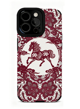 马年红色蕾丝适用苹果17 16 15 14 13 12 11手机壳x华为mate70 60 50 4030创意p80全包nova14荣耀400全包防摔