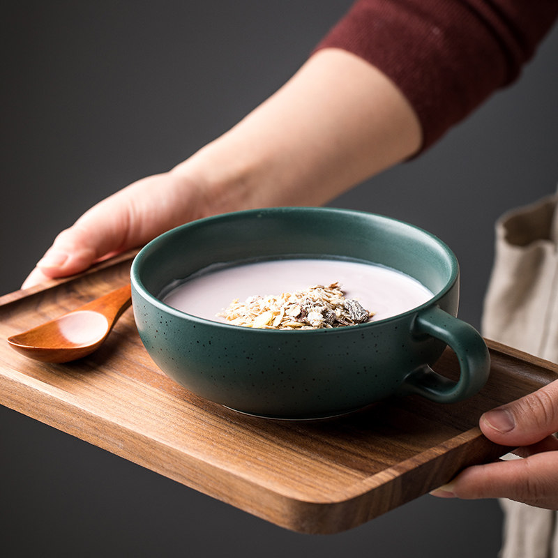 Creative oat large cup ceramic milk bowl cereal bowl