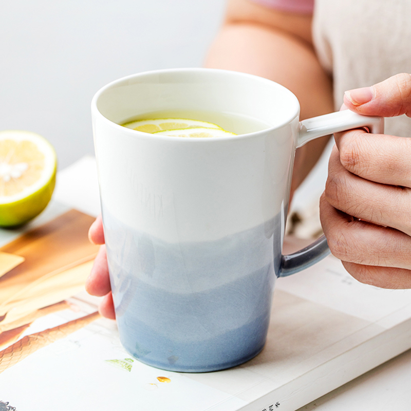 悠瓷雾海创意陶瓷杯子咖啡杯简约设计感马克杯北欧家用情侣喝水杯