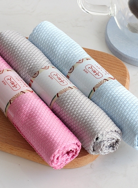 日本鱼鳞抹布擦玻璃不留痕吸水不掉毛擦桌布家用厨房清洁布洗碗布