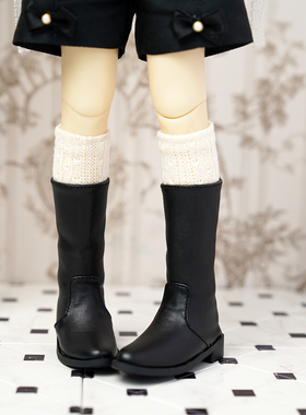 BJD四分休闲娃鞋 长高筒靴 MSD MDD 娃娃黑色高筒靴 靴子 现货