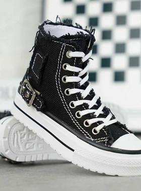 BJD娃鞋 ID75叔娃鞋黑色白色蓝色灰色板鞋帆布鞋娃鞋 现货