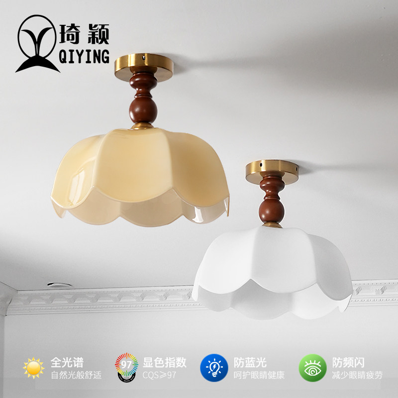 法式复古奶油风阳台过道吸顶灯中古vintage衣帽间入户玄关花瓣灯,家装灯饰光源,厨卫/阳台/玄关/过道吸顶灯,淘宝优惠券,粉丝福利购,淘宝优惠卷