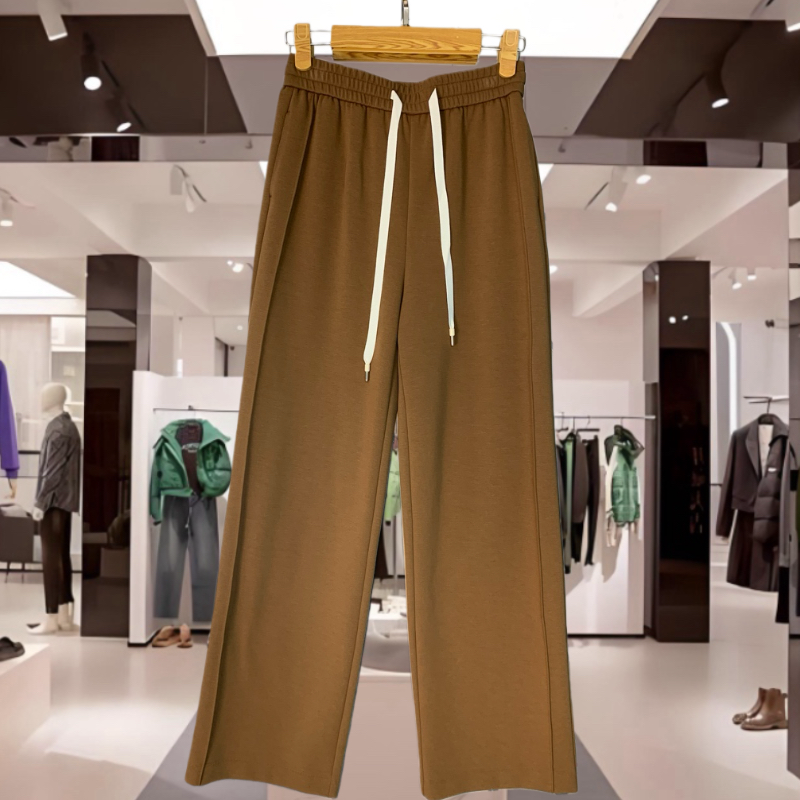 2025秋冬新款韩版宽松显瘦百搭休闲裤女高腰直筒阔腿长裤子潮