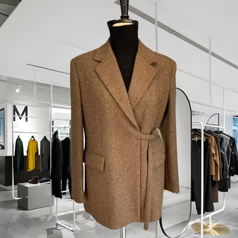 南油欧货20252025设计师款女装小众原创粗花呢羊毛100西装外套女