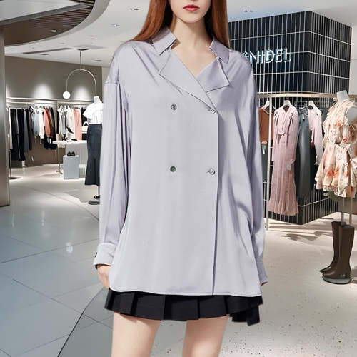 欧洲站2026新款高品质时尚百搭翻领长袖衬衫女上衣女高端品质洋气