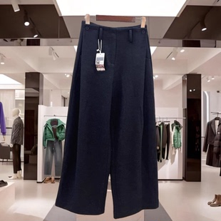 8887欧货时尚高端松紧高腰直筒裤羊毛显瘦气质女裤秋冬新款2025