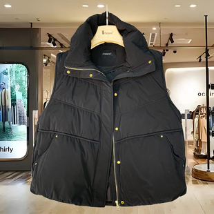 南油欧货2025羽绒服鹅绒高端加厚保暖冬季中长款立领羽绒马甲女