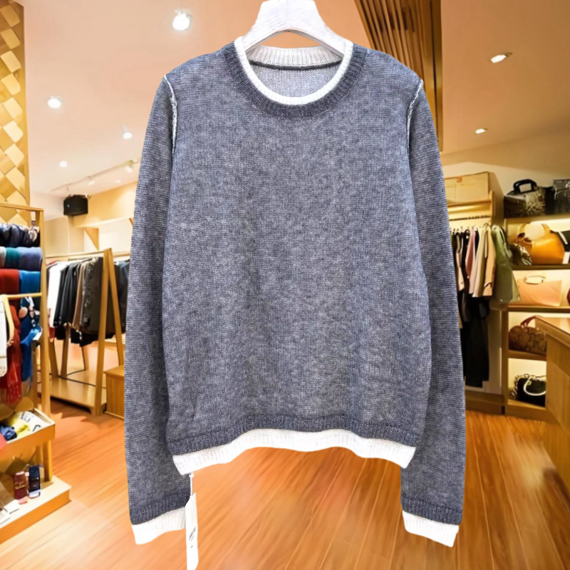 25125欧货时尚百搭圆领简约显瘦羊毛针织衫上衣秋季新款2025