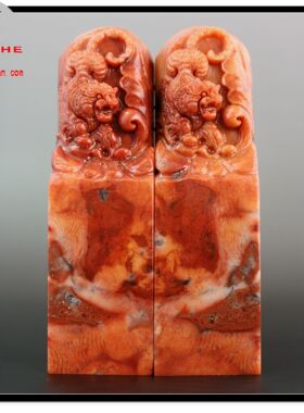 寿山石印章 金石篆刻 芙蓉石 气派王者生肖虎对章【裕和轩】B7-11