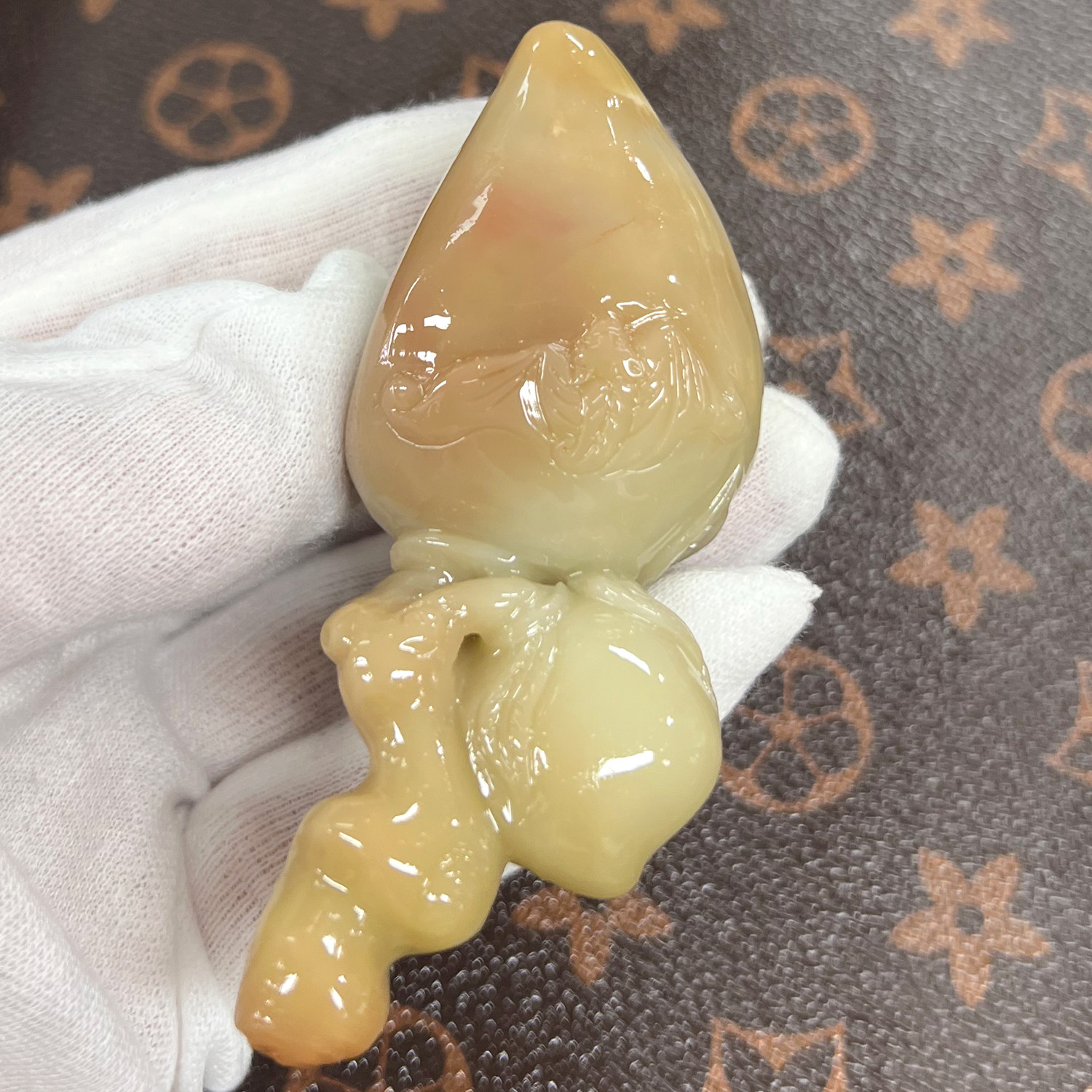 寿山石手件芙蓉石寿桃 桃子手把玩件 小众文玩高档商务礼品裕和轩