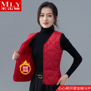 加绒马甲贴身保暖坎肩内穿背心外穿羽绒棉马夹 女款 2025新款 秋冬季