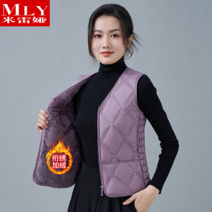 修身 羽绒棉马甲女士加绒马夹内穿加厚大码 保暖背心 新款 2025秋冬季