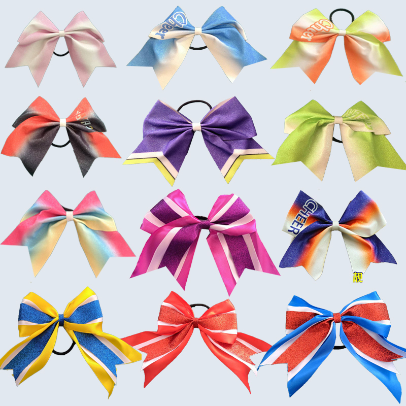 专业定制啦啦操头花发饰啦啦队头饰头花蝴蝶结健美操亮片超大发圈