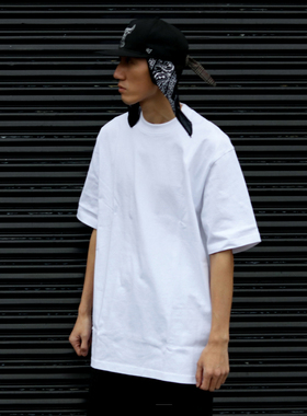 重磅280g 纯色T恤 bboy宽松 净色小领口纯棉 打底短袖 街舞嘻哈