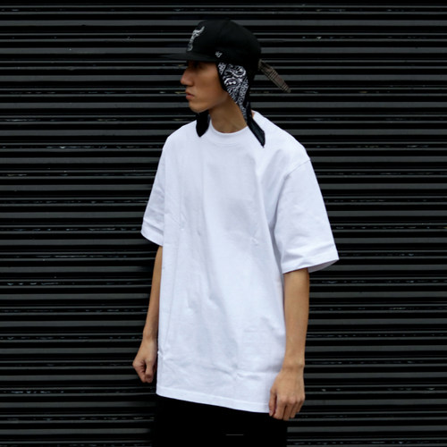 宽松纯色重磅领口t街舞短袖