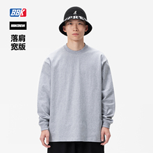 BBK 280g 宽版 重磅宽松T恤 BBOY纯色打底 小领口 净色圆领长袖