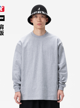 BBK 280g 宽版 重磅宽松T恤 BBOY纯色打底 小领口 净色圆领长袖