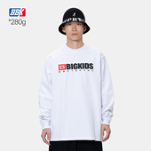 bboy宽松 t恤重磅街舞嘻哈打底hiphop小领长袖 说唱滑板涂鸦街头