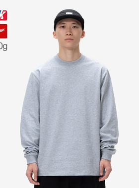 250g纯色打底 纯棉长袖 bboy宽松 街舞嘻哈 小圆领T恤 滑板HIPHOP