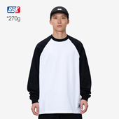270g重磅 插肩袖 净色长袖 BBK T恤bboy街舞嘻哈纯色打底小领口长袖