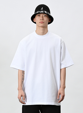 BBK 250g纯色T恤 宽松净色小领口纯棉 打底短袖 重磅街舞嘻哈bboy