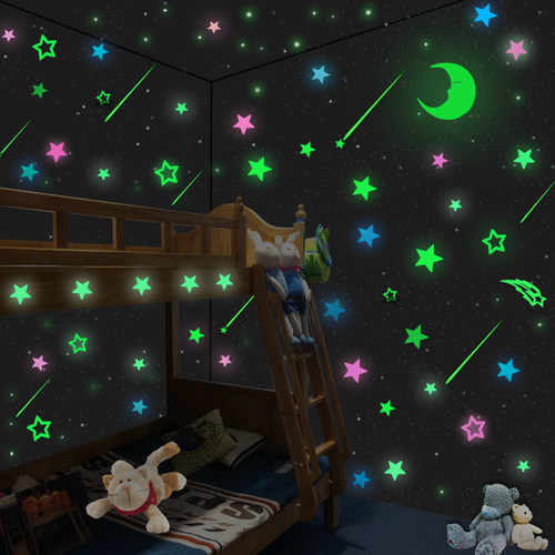 立体夜光贴星星月亮儿童房寝室宿舍卧室家居天花板荧光墙贴纸装饰 - 封面