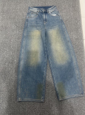 2026秋冬新品 洋气亮片片复古牛仔裤加厚款直筒裤