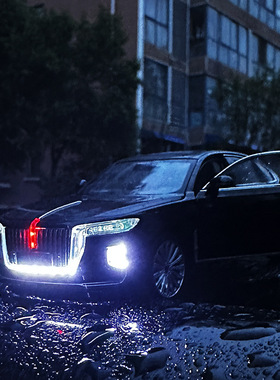 铭晟1/32红旗H9合金汽车模型滑行声光玩具六开轿车充电带跑马灯款