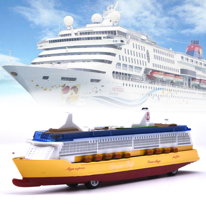 彩珀新款合金游轮玩具模型 金属回力玩具车 声光大型轮渡船游艇