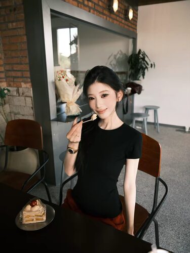 GTAL26SS美式休闲G02版型收腰T恤女款修身圆领正肩纯色百搭短袖