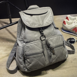 潮流百搭旅行背包 时尚 真皮软皮大容量双肩书包学生女2025新款 韩版