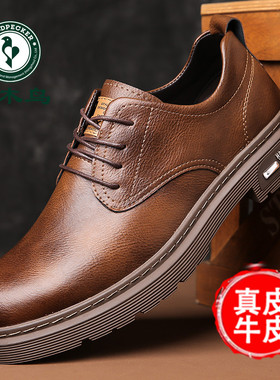 啄木鸟男鞋新款运动休闲潮流英伦马丁靴男真皮软底软皮大头皮鞋男