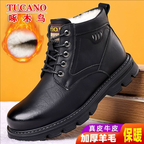加绒羊毛棉皮鞋啄木鸟保暖冬季