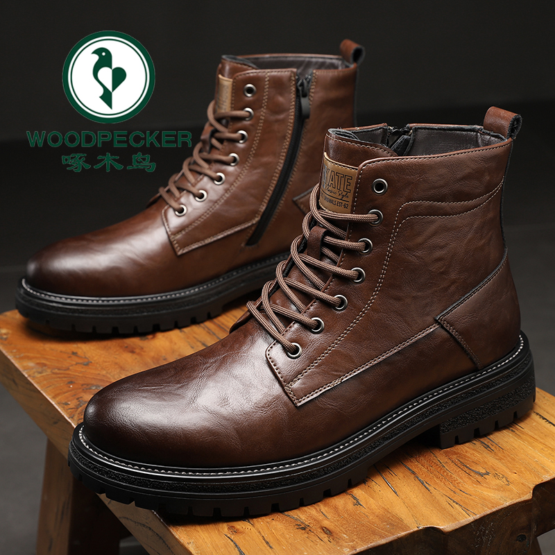 高帮厚底2024年马丁靴啄木鸟新款