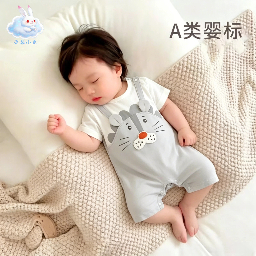 泡泡雨套头短袖连体衣短爬夏季薄