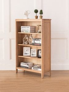 治木工坊全实木书柜北欧简约红橡木小书架日式书房置物架环保书橱
