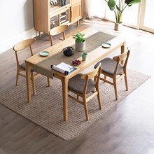 治木工坊橡木餐桌全实木家用北欧小户型原木色饭桌现代简约书桌