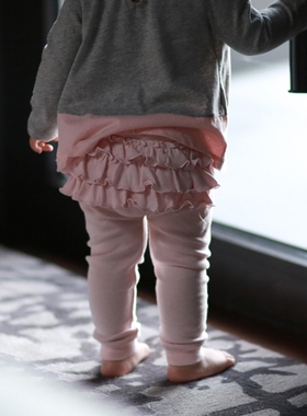 欧美婴幼儿纯棉打底裤女宝宝女童荷叶边大PP裤女宝裤子 0-9个月