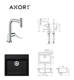 汉斯格雅 AXOR производства Schock, встраиваемая одинарная раковина + кухонный смеситель, современный элитный вариант