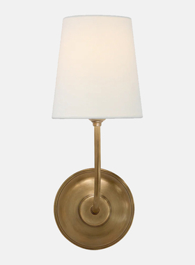 美式乡村壁灯单头全铜轻奢大气布罩卧室床头客厅酒店客房灯新品