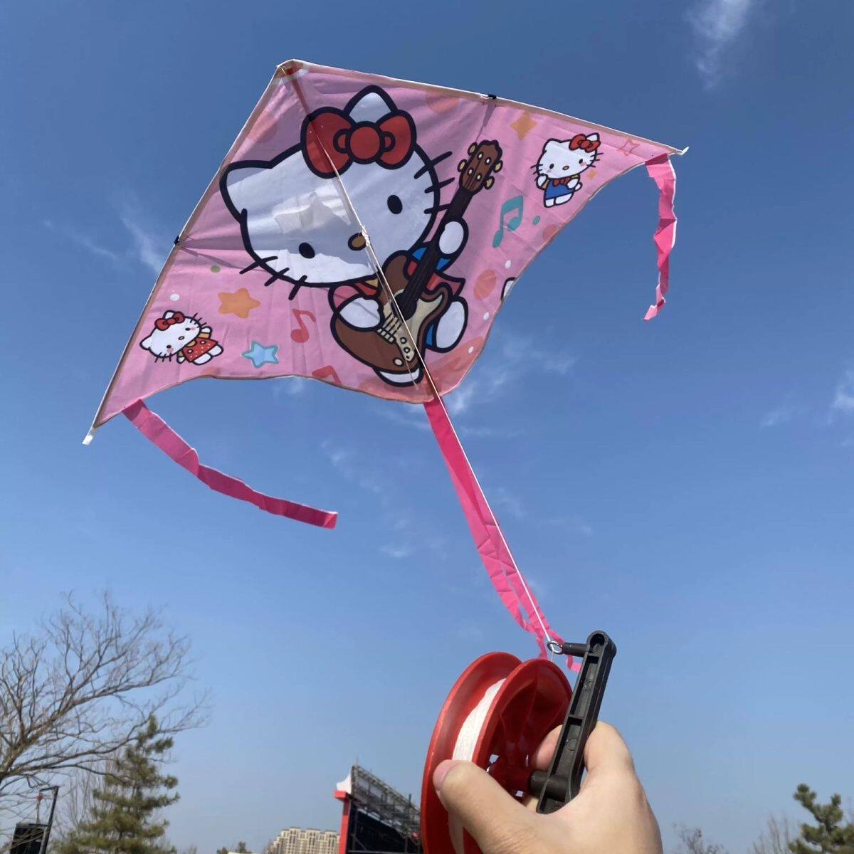 2026新款kt猫风筝凯蒂猫儿童微风易飞网红成大人粉色卡通小风筝