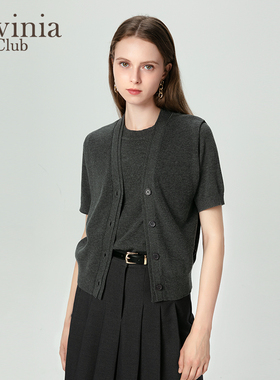 Lavinia早秋新品标准版型羊毛混纺针织开衫女马甲背心I47Z110