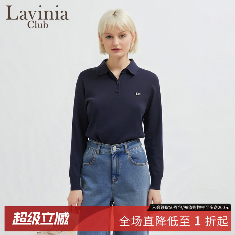 100%莱赛尔Polo翻领女针织衫