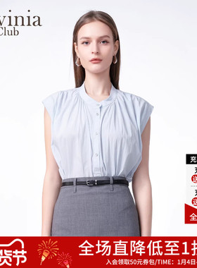 Lavinia2025夏新款简约纯色气质通勤时尚小飞袖短袖衬衫女Y53C104