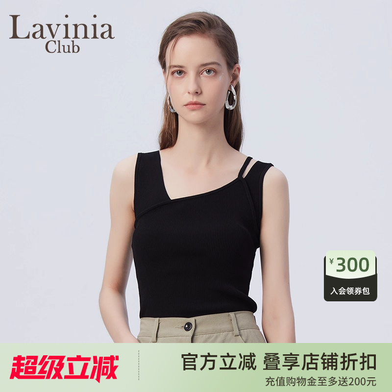 不规则黑色LaviniaClub针织背心